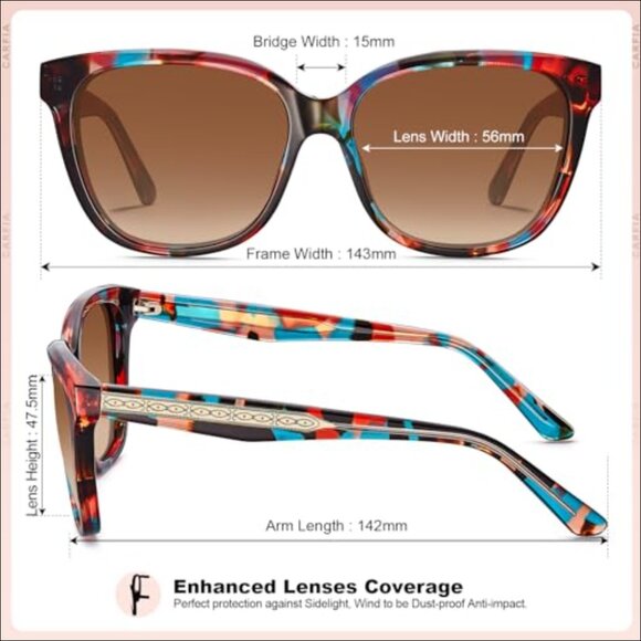 Square Polarized Sunglasses with UV Protection, Retro Embossed Pattern, Acetate main image 4